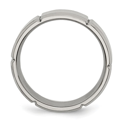 Chisel Titanium Brushed and Polished 8mm Grooved Beveled Edge Band