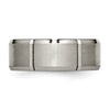 Chisel Titanium Brushed and Polished 8mm Grooved Beveled Edge Band