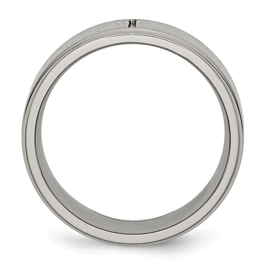Chisel Titanium Brushed Center Cross 8mm Ridged Edge Band