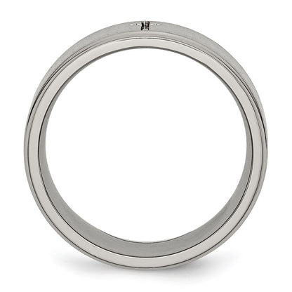 Chisel Titanium Brushed Center Cross 8mm Ridged Edge Band