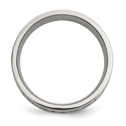 Chisel Titanium Polished with Sterling Silver Inlay Celtic Knot 8mm Flat Band