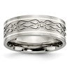 Chisel Titanium Polished with Sterling Silver Inlay Celtic Knot 8mm Flat Band
