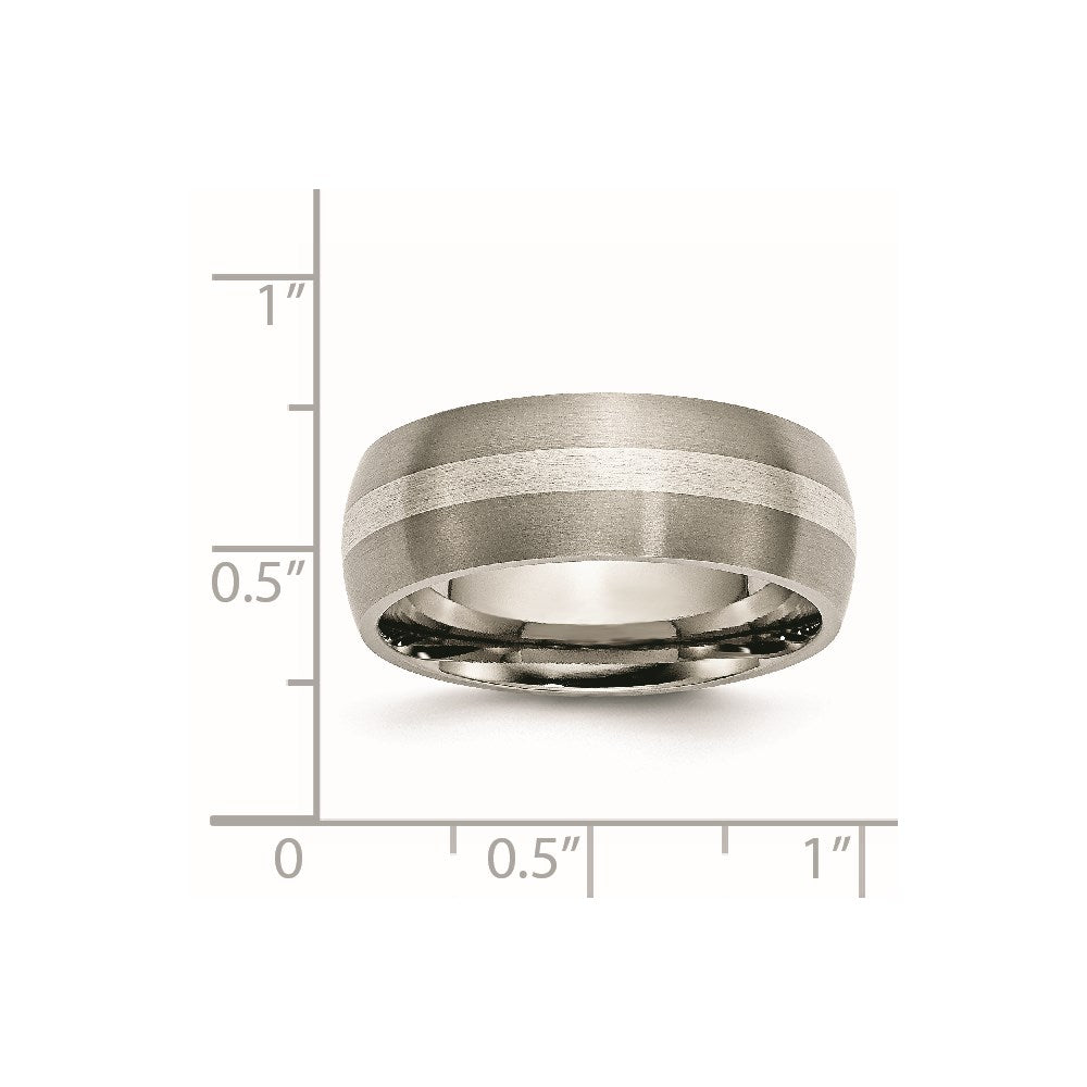 Chisel Titanium Brushed with Sterling Silver Inlay 8mm Band