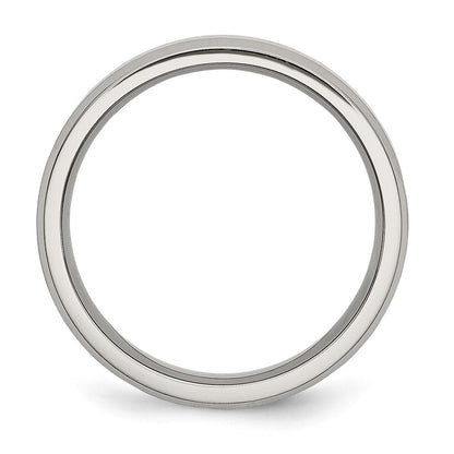 Titanium Brushed with Polished and Beveled Edge 6mm Band