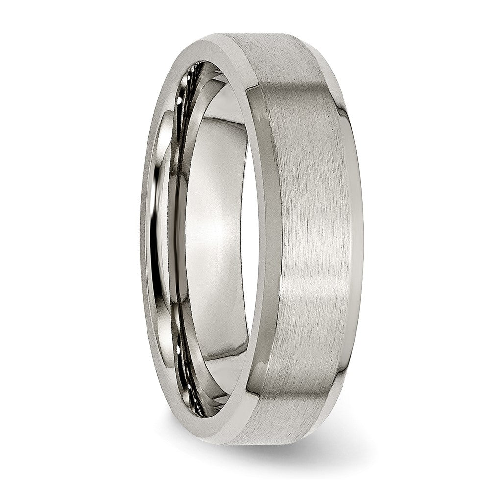 Titanium Brushed with Polished and Beveled Edge 6mm Band