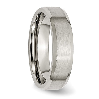 Titanium Brushed with Polished and Beveled Edge 6mm Band
