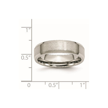 Titanium Brushed with Polished and Beveled Edge 6mm Band