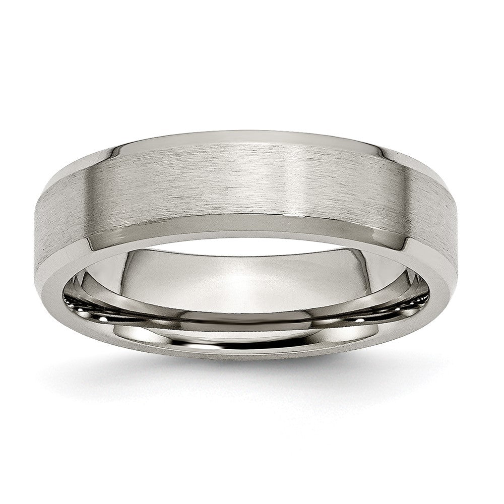 Titanium Brushed with Polished and Beveled Edge 6mm Band