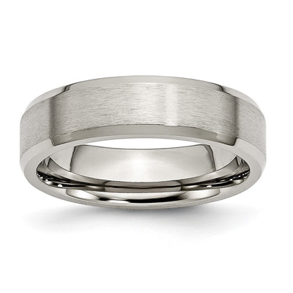 Titanium Brushed with Polished and Beveled Edge 6mm Band