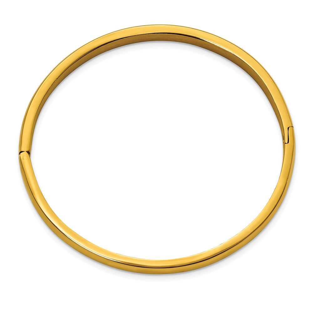 Chisel Titanium Polished Yellow IP-plated 5mm Hinged Bangle