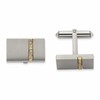 Chisel Titanium Brushed Yellow IP-plated with CZ Rectangular Cuff Links
