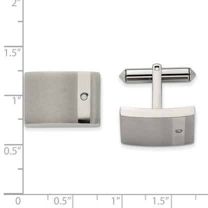 Chisel Titanium Brushed and Polished with CZ Cufflinks