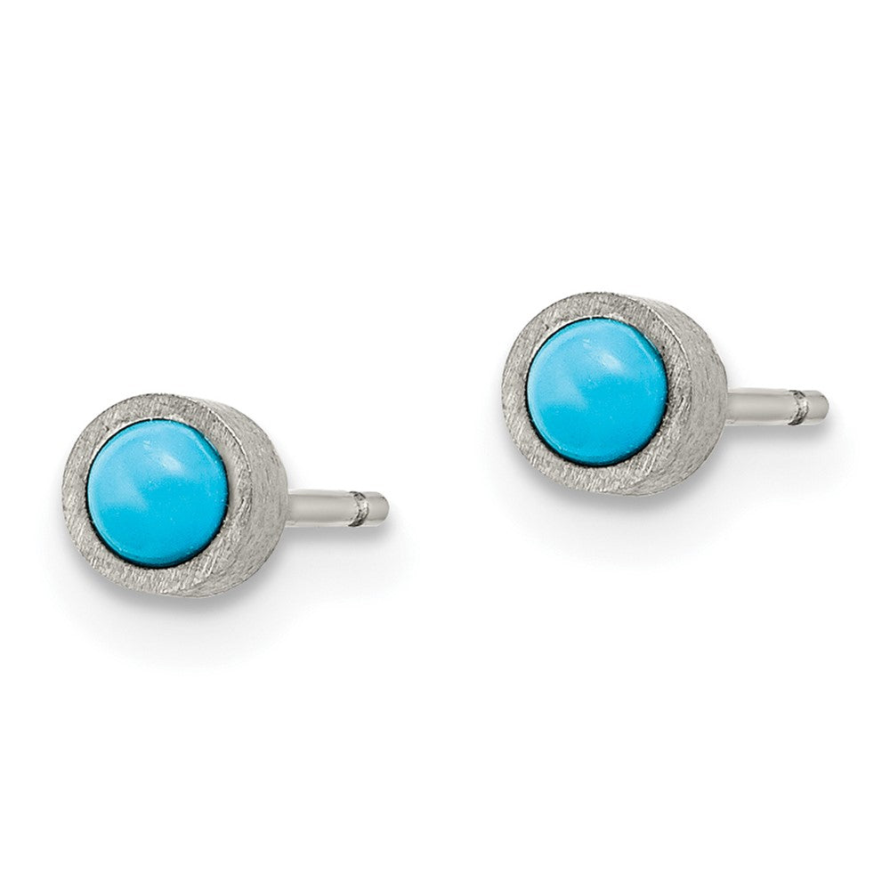 Chisel Titanium Brushed Turquoise 4mm Stud Earrings