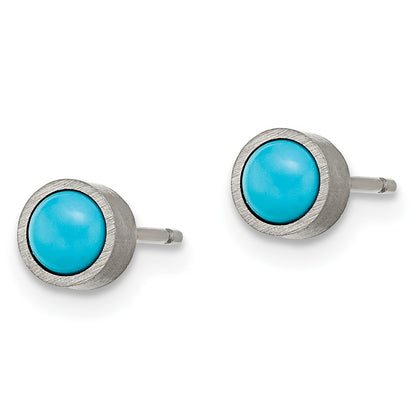 Chisel Titanium Brushed Turquoise 5mm Stud Earrings