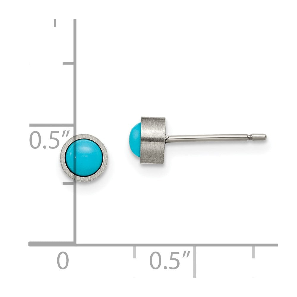 Chisel Titanium Brushed Turquoise 5mm Stud Earrings