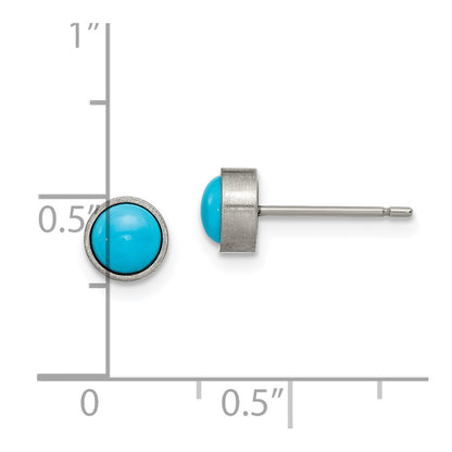 Chisel Titanium Brushed Turquoise 6mm Stud Earrings