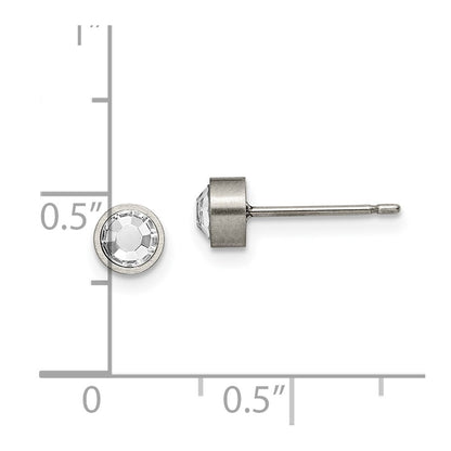 Chisel Titanium Brushed CZ 5mm Stud Earrings