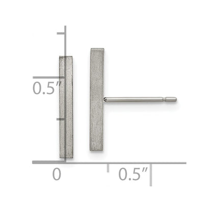 Chisel Titanium Brushed Bar Post Earrings