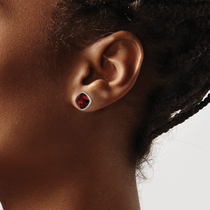 Chisel Titanium Polished Faceted Red Crystal Post Earrings