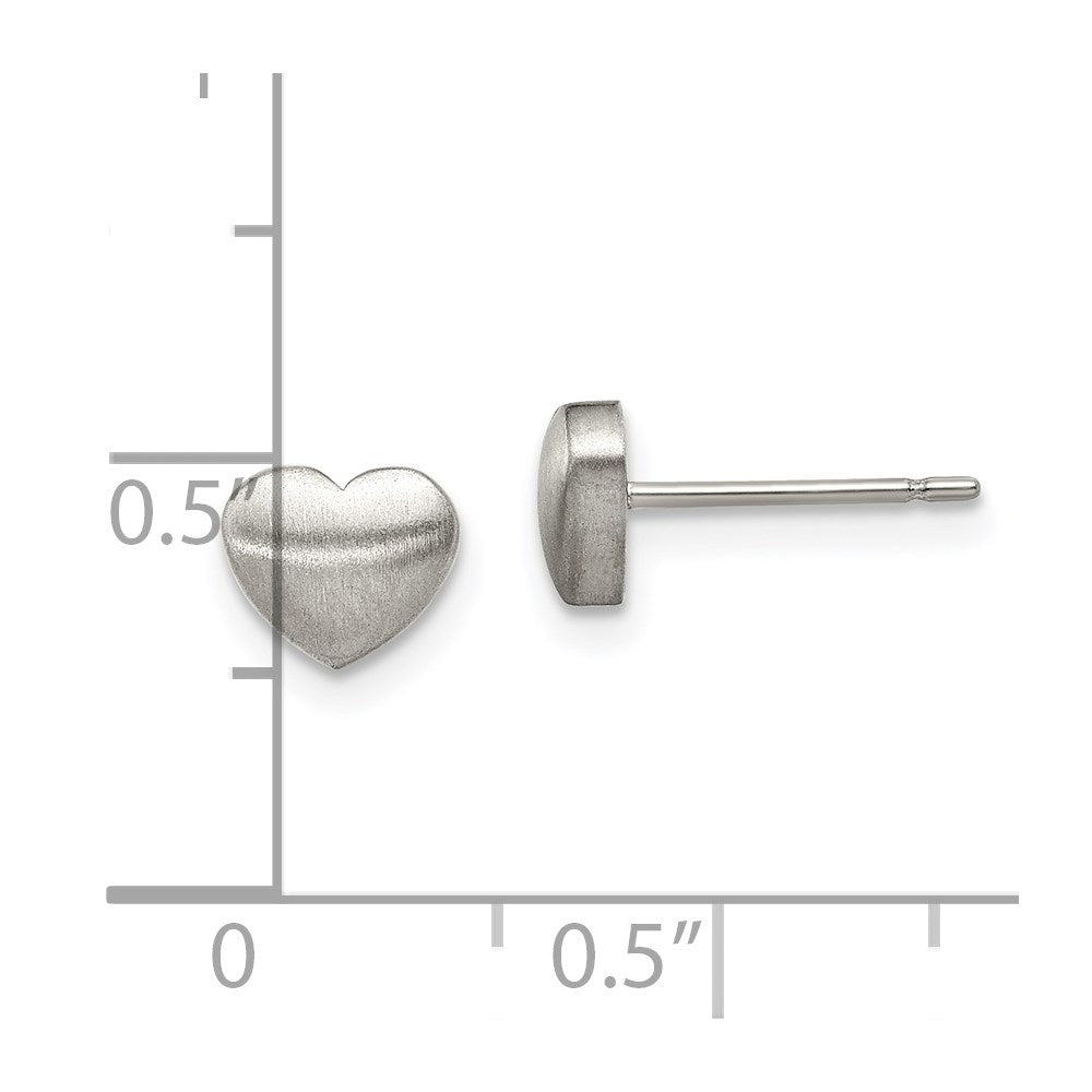 Chisel Titanium Brushed Heart Post Earrings