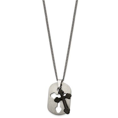 Chisel Titanium Brushed Black IP-plated Moveable Cross 22 inch Necklace