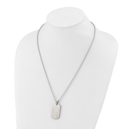 Chisel Titanium Brushed with .02 carat Diamond Accent Dog Tag 22 inch Necklace