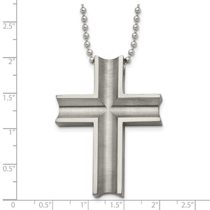 Chisel Titanium Polished Cross 24 inch Necklace