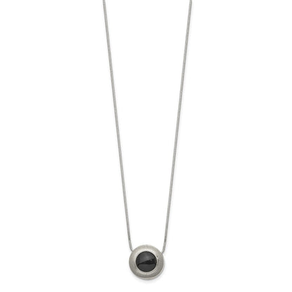 Chisel Titanium Brushed and Polished with Black Ceramic 18 inch Necklace