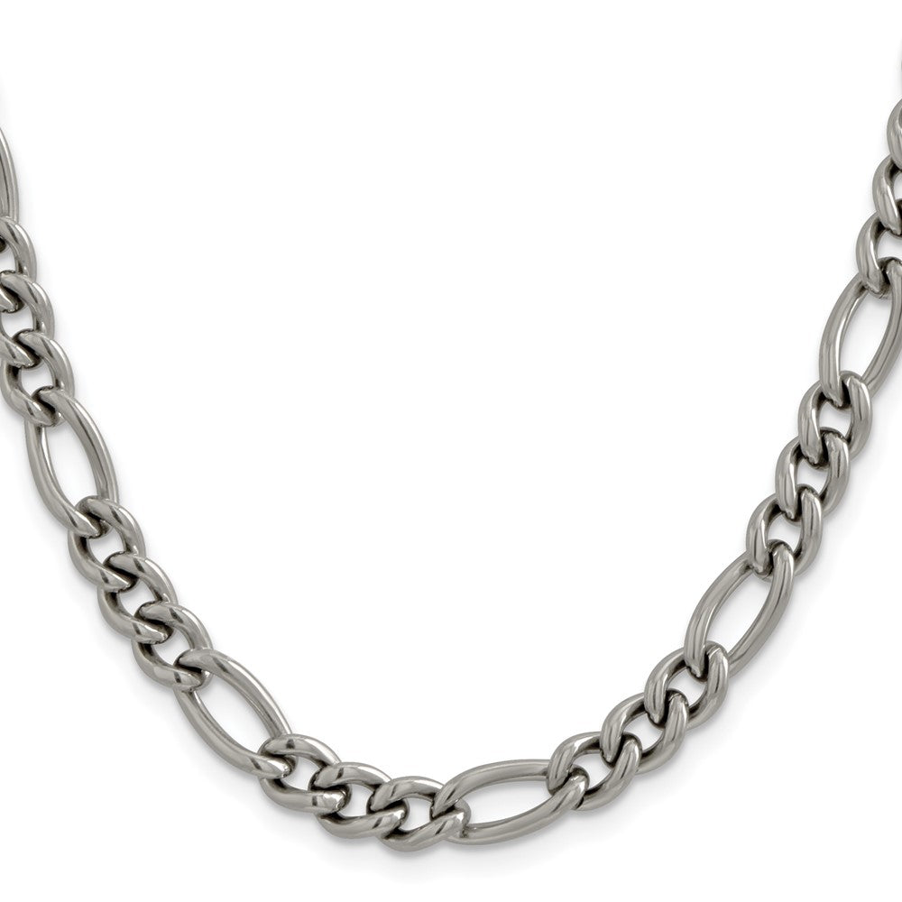 Chisel Titanium Polished 7mm 24 inch Figaro Chain