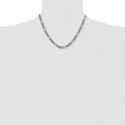 Chisel Titanium Polished 7mm 18 inch Figaro Chain