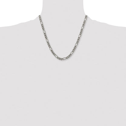 Chisel Titanium Polished 7mm 20 inch Figaro Chain
