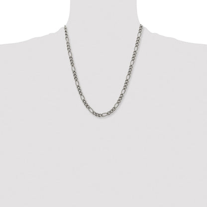 Chisel Titanium Polished 7mm 22 inch Figaro Chain