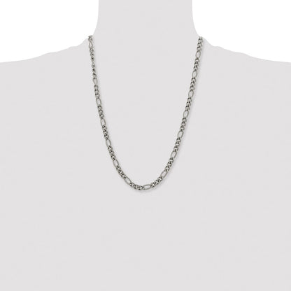 Chisel Titanium Polished 7mm 24 inch Figaro Chain