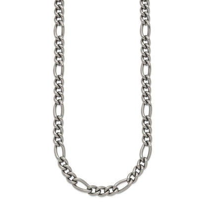 Chisel Titanium Polished 7mm 23.75 inch Figaro Chain