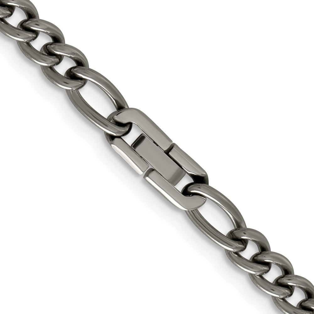 Chisel Titanium Polished 7mm 23.75 inch Figaro Chain