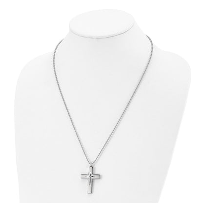 Chisel Titanium Brushed and Polished Cross 22 inch Necklace