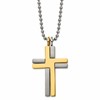 Chisel Titanium Brushed and Polished Yellow IP-plated 22 inch Cross Necklace