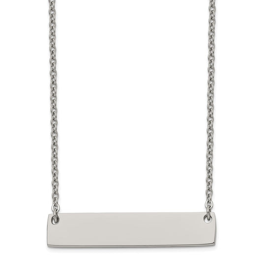Chisel Titanium Polished Bar 19.5 inch with 2 inch extension Necklace