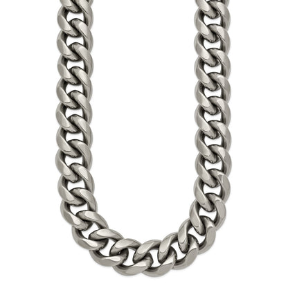 Titanium Polished 14.50mm Curb 20in Necklace
