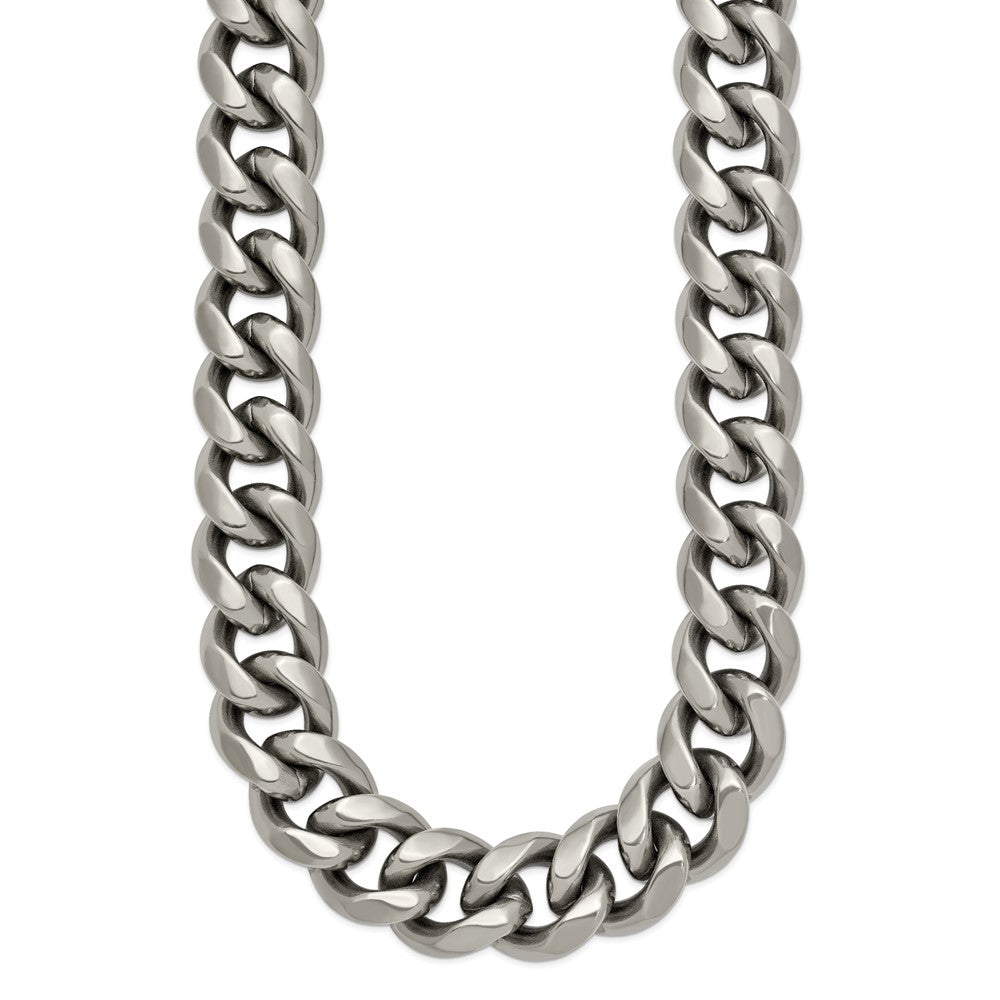 Titanium Polished 14.50mm Curb 22in Necklace