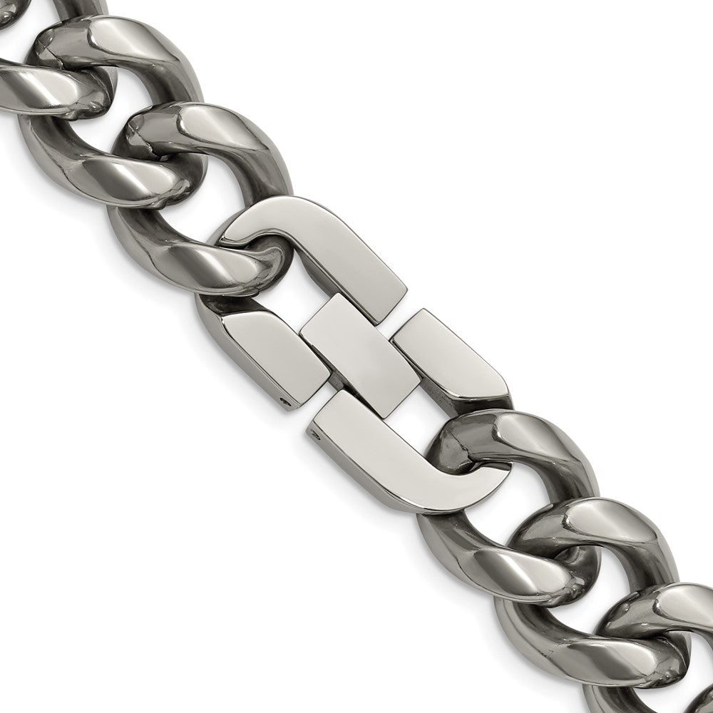 Titanium Polished 14.50mm Curb 24in Necklace