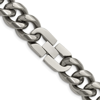 Titanium Polished 14.50mm Curb 24in Necklace