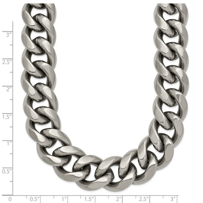 Titanium Polished 14.50mm Curb 20in Necklace