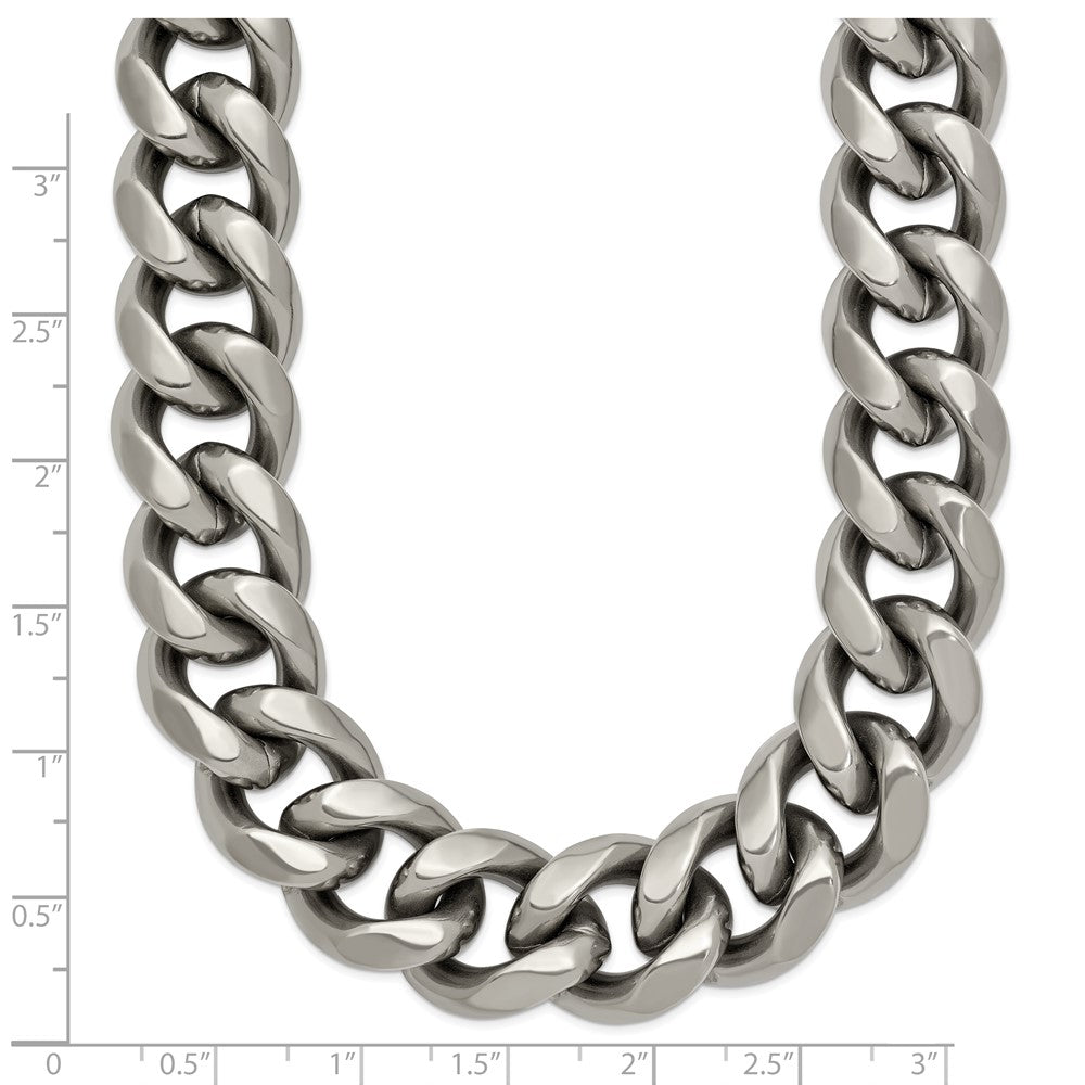 Titanium Polished 14.50mm Curb 24in Necklace