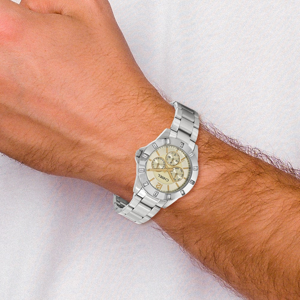 Mens Chisel Stainless Steel Champagne Dial Watch
