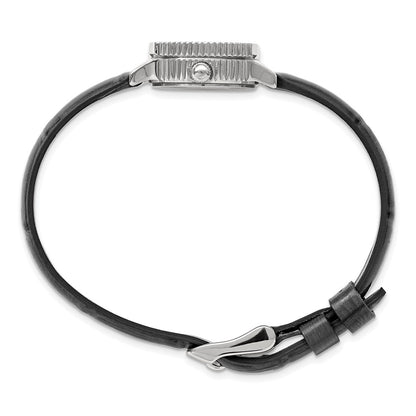 Ladies Chisel Stainless Steel Black Leather Strap Watch