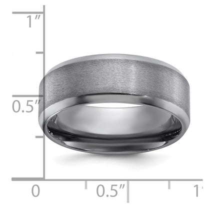 Chisel Tantalum Brushed and Polished 8mm Beveled Edge Band
