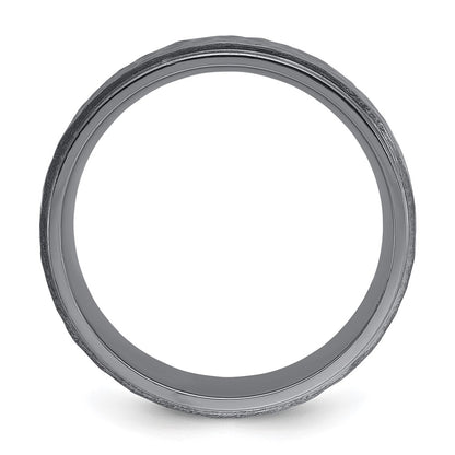 Chisel Tantalum Brushed and Polished Hammered Center 8mm Beveled Edge Band