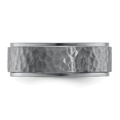 Chisel Tantalum Brushed and Polished Hammered Center 8mm Beveled Edge Band