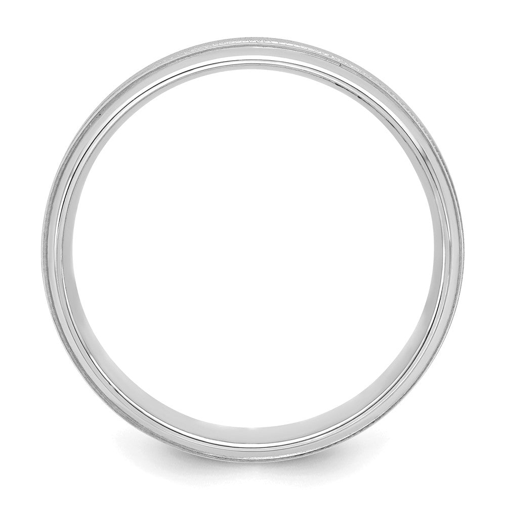 14k White Gold 6mm Lightweight Comfort Fit Brushed Satin/Polished Milgrain Grooved Edge Wedding Band Size 8